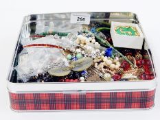 Quantity costume jewellery including beads, hatpins, hair combs, etc.  Live Bidding: If you would