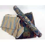 Various tapestries, unbacked, two needlepoint cushion covers, three embroidered seat covers, a large
