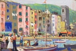Harry Riley (1895-1966)
Gouache drawing
"Porto Venere", figures in harbour, unframed, 32cm x