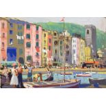 Harry Riley (1895-1966)
Gouache drawing
"Porto Venere", figures in harbour, unframed, 32cm x