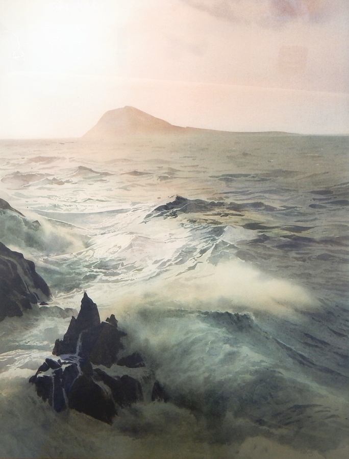 After Rob Piercy
Limited edition contemporary print
Maritime scene with cliffs and waves, signed,