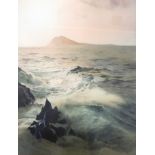 After Rob Piercy
Limited edition contemporary print
Maritime scene with cliffs and waves, signed,