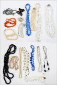 Quantity vintage bead necklaces including crystal and other costume jewellery  Live Bidding: If