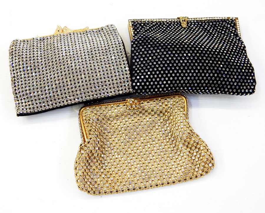 Three vintage evening bags, heavily decorated in diamante (3) Live Bidding: If you would like a