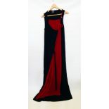 Jean Paul Gaultier "Femme" made in Italy, a black chiffon and red velvet column dress, full