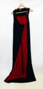 Jean Paul Gaultier "Femme" made in Italy, a black chiffon and red velvet column dress, full
