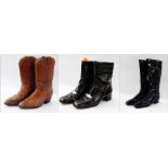 Pair of Vintage cowboy boots with a Cuban heel, labelled inside "Sportabouts" with pierced and