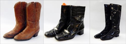 Pair of Vintage cowboy boots with a Cuban heel, labelled inside "Sportabouts" with pierced and