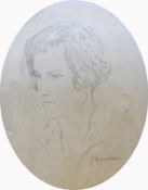 George Spencer Watson
Pencil drawing
Head study of Lucy Howard, signed, oval gilt frame (af), 50cm x