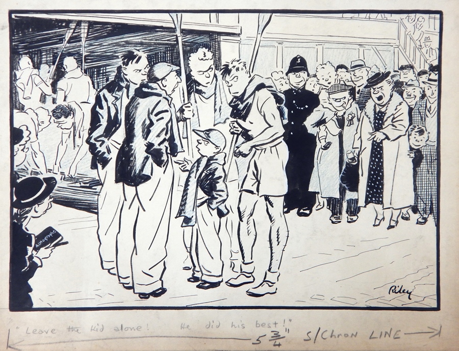 Harry Riley (1895-1966)
Pen and ink cartoons  
"Are you one of our regulars, madam?", signed, 25cm x - Image 2 of 5