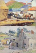 Harry Riley (1895-1966)
Watercolour drawings 
Horse and cart, signed and dated verso 1956, 25cm x