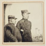 Salomon Van Abbe (1883-1955) 
Etching 
"French Customs", two French customs officials surveying