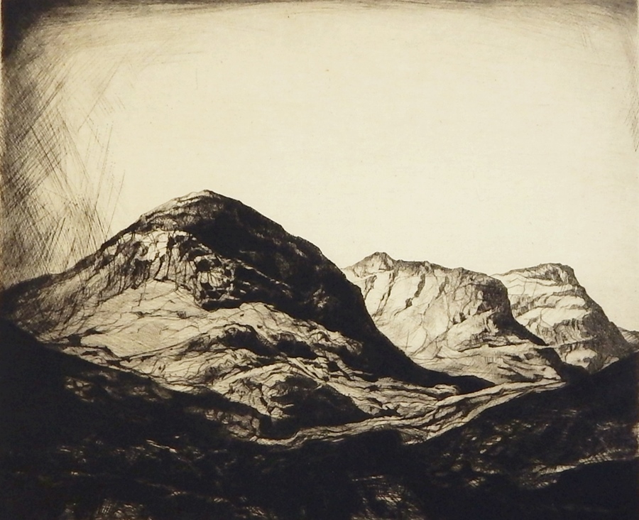 William Nicholson (1880-1949) 
Etching
"Three Sisters Glencoe", 11/50, signed, 29cm x 24cm  unframed - Image 4 of 4