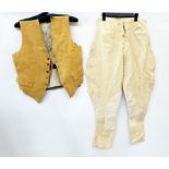 Various vintage gentlemen's hunting clothes including waistcoats, breeches, etc. (1 box)  Live