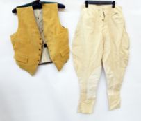 Various vintage gentlemen's hunting clothes including waistcoats, breeches, etc. (1 box)  Live