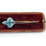 Charles Horner Art Nouveau enamel and silver brooch having trefoil terminal  Live Bidding: If you