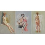 Harry Riley (1895-1966)
Pastel
"Female, Nude", 52cm x 38cm, unframed 
"Female, Nude", 48cm x 32cm,