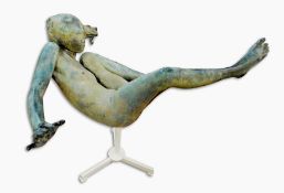 A Ralph Brown (1928-2013) bronze Leda sculpture, 1985, edition 5/7, 118cm long together with