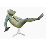 A Ralph Brown (1928-2013) bronze Leda sculpture, 1985, edition 5/7, 118cm long together with