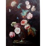 20th century school
Oil on board
Still life of flowers in vase with butterfly, signed