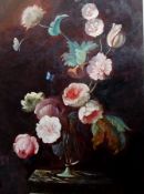20th century school
Oil on board
Still life of flowers in vase with butterfly, signed
