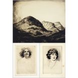 William Nicholson (1880-1949) 
Etching
"Three Sisters Glencoe", 11/50, signed, 29cm x 24cm  unframed