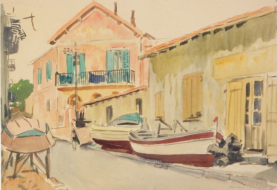 Harry Riley (1895-1966)
Watercolour drawings
"Porto Venere, Italy", two women conversing in alley, - Image 3 of 3