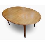 1970s stained wood oval dining table, with two extra leaves  Live Bidding: If you would like a