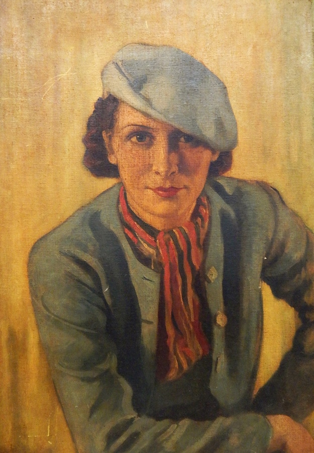 Harry Riley (1895-1966)
Oil on canvas 
Head and shoulders portrait of Barbara Riley, 51cm x 61cm, ( - Image 3 of 3