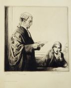 Salomon Van Abbe (1883-1955) 
Etching 
"Counsel's Opinion, Xmas 1932", also inscribed "To Harry