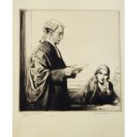 Salomon Van Abbe (1883-1955) 
Etching 
"Counsel's Opinion, Xmas 1932", also inscribed "To Harry