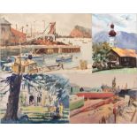 Harry Riley (1895-1966)
Watercolour drawings 
"Whitstable, Kent", depicting a boatyard,  45cm x