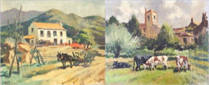 Harry Riley (1895-1966) 
Oil on canvas
"Spanish Farm", signed, dated verso 1959, 51cm x 61cm,