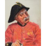 Harry Riley (1895-1966)
Pastel
"Chelsea Pensioner". 29cm x 37cm, unframed 

 Live Bidding: If you