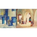 T C Weekes (1876-1945)
Watercolour drawing
"Village Street", market in the Middle East, signed, 23.
