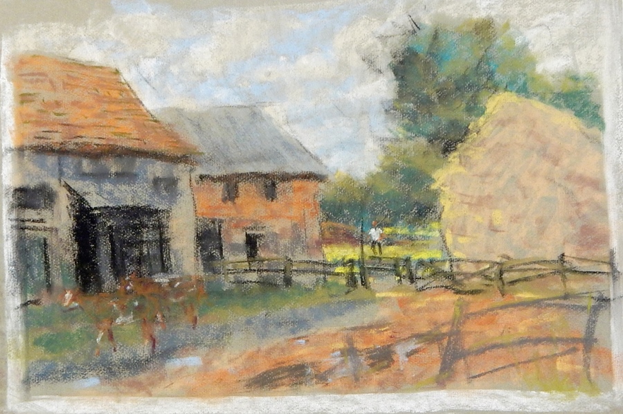 Harry Riley (1895-1966)
Pastel drawings 
Rural scene, 'Gaddesby, Leicestershire' unframed.
'Austria' - Image 2 of 4