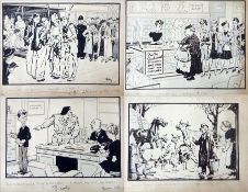 Harry Riley (1895-1966)
Pen and ink cartoons  
"Are you one of our regulars, madam?", signed, 25cm x