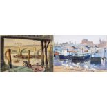 Harry Riley (1895-1966)
Watercolour drawings
"The River Thames, Battersea Bridge", signed and