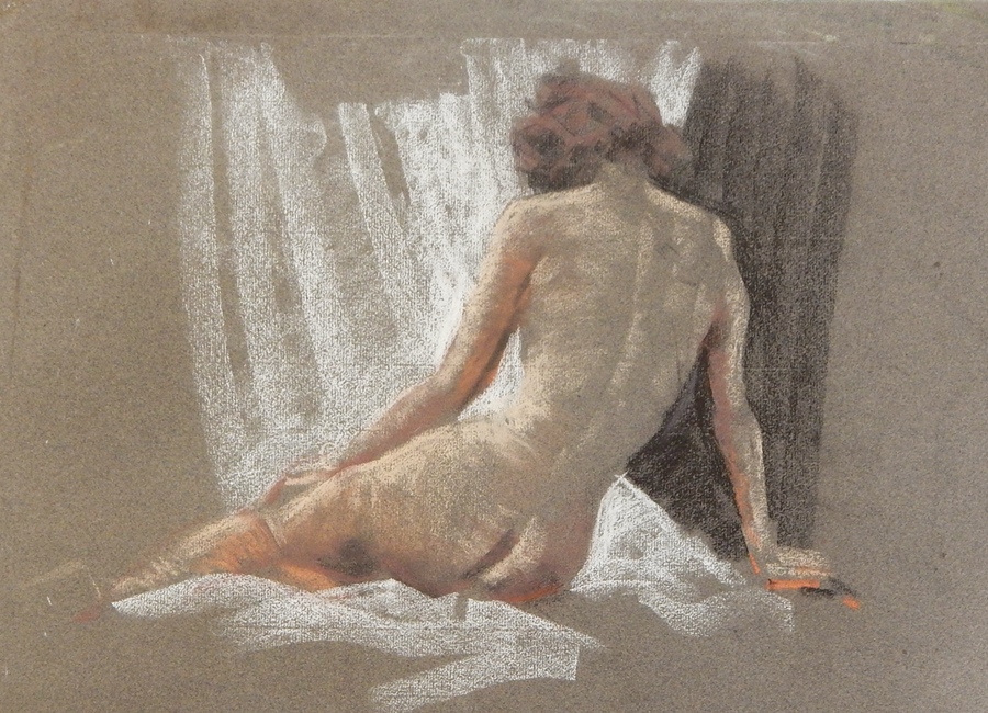 Harry Riley (1895-1966)
Pastel drawing
Study of a nude, seated, 31cm x 43cm, unframed 
Harry - Image 2 of 4