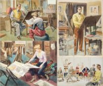 Harry Riley (1895-1966)
Watercolour
"In His Studio with His Daughter Barbara", signed and dated