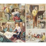 Harry Riley (1895-1966)
Watercolour
"In His Studio with His Daughter Barbara", signed and dated