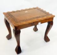 Two fruitwood occasional tables, one fruitwood coffee table, carved with floral decoration, cabriole