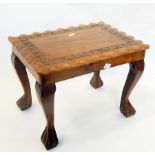 Two fruitwood occasional tables, one fruitwood coffee table, carved with floral decoration, cabriole