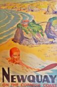 Harry Riley (1895-1966) 
1950's British Railway advertising poster
"Newquay on the Cornish Coast",