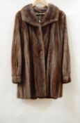 A three-quarter length mink jacket with puff sleeves, shawl collar, from Joseph Fox Furrier  Live