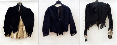 Three various Victorian bodices in velvet, lace and satin (af)  Live Bidding: If you would like a