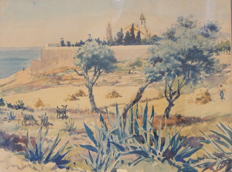 Harry Riley (1895-1966)
Watercolour drawings
Street scene, 50cm x 35cm 
Leading to the beach scene - Image 3 of 3