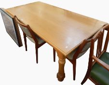 20th century oak dining table by Thomas Hotchkiss, rectangular with stepped thumb-moulded edge, on