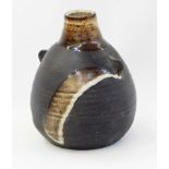Janet Leach (1918-1997) Leach pottery stoneware vase, ovoid with two lug handles, glazed rim and