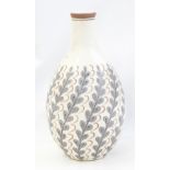 Poole pottery freeform vase in the YFP design, shaped 690, tall bulbous bottle-shaped, 26cm  high